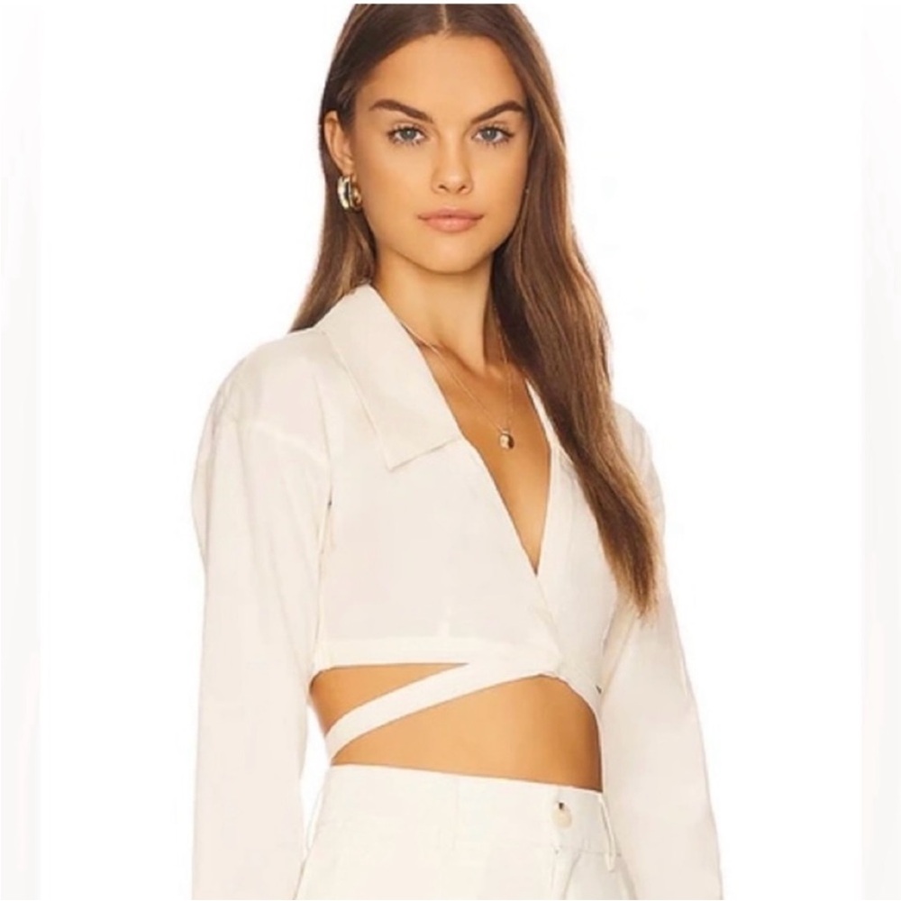 Weworewhat Poplin Tie Blouse Ivory XS